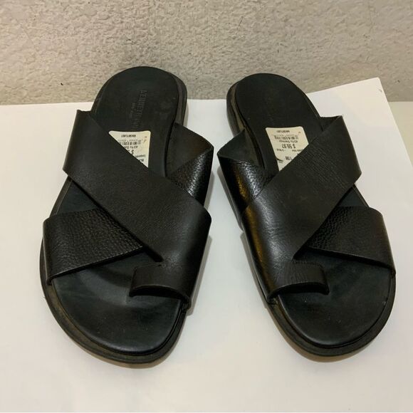 Kenneth Cole mens Crisscross Leather Slide Sandal Black 11 M main image 8